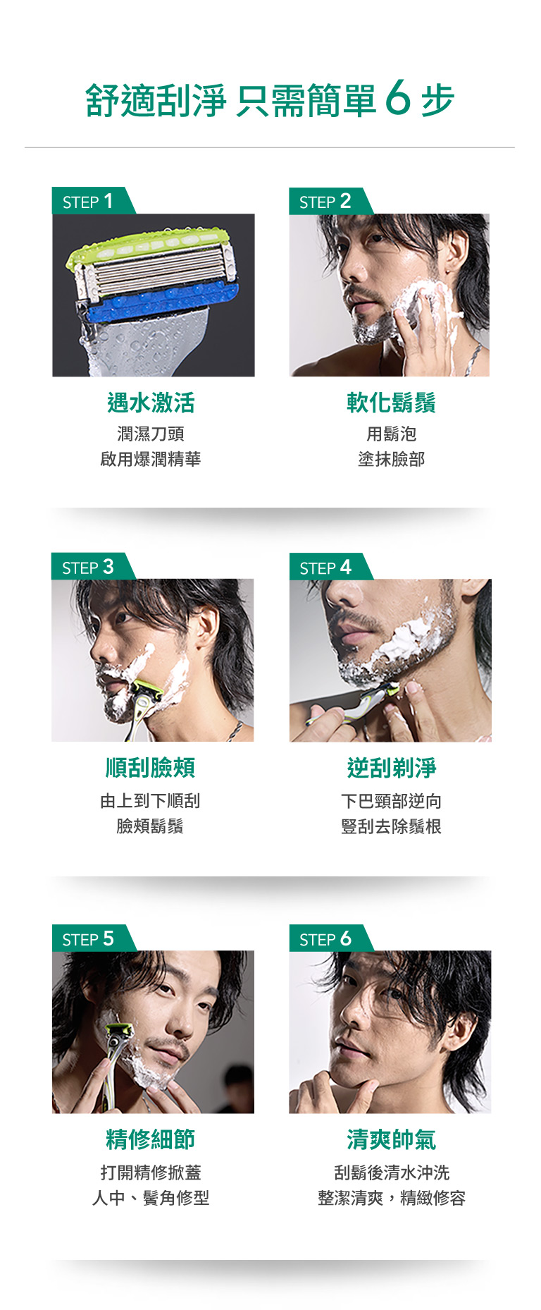 舒適刮淨只需簡單6步驟